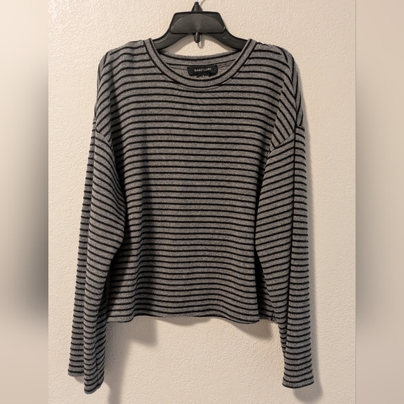 Sanctuary Sweaters - Sanctuary Black and Gray Striped Long Sleeve Sweater